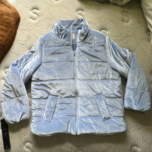 beautiful blue shimmery puffer jacket - Picture 1 of 3
